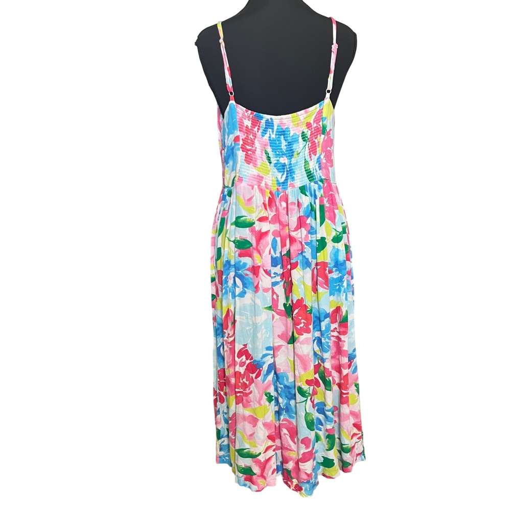 ⭐️3 for $30 Old Navy Floral Midi Summer/Spring Pink Blue Dress Sweetheart Neck L - Picture 9 of 11
